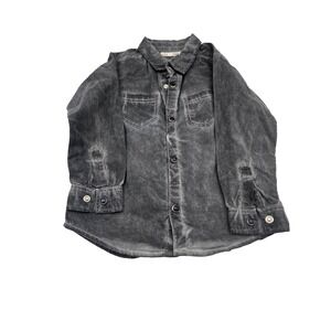 Small Rags Kids Button Shirt Gray Washed Cotton Long Sleeve Size 4